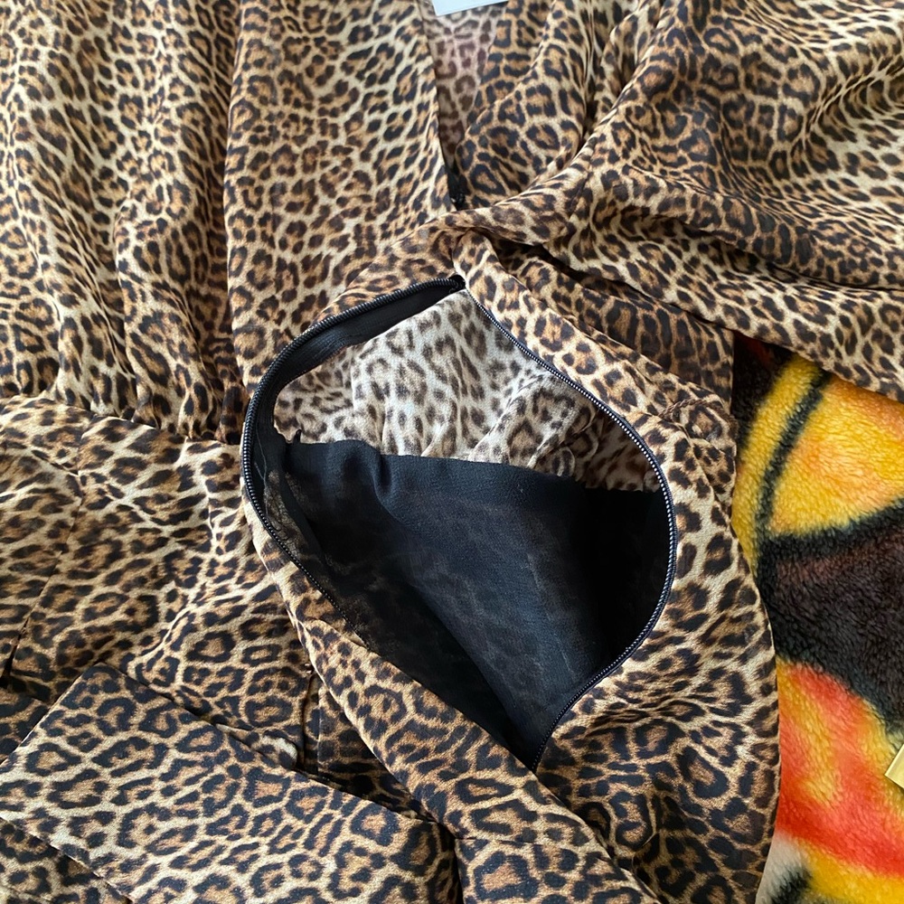Zara Shear Cheetah Animal Print Front Tie Long Sleeve Mini V Neck Belted Dress - Picture 12 of 12